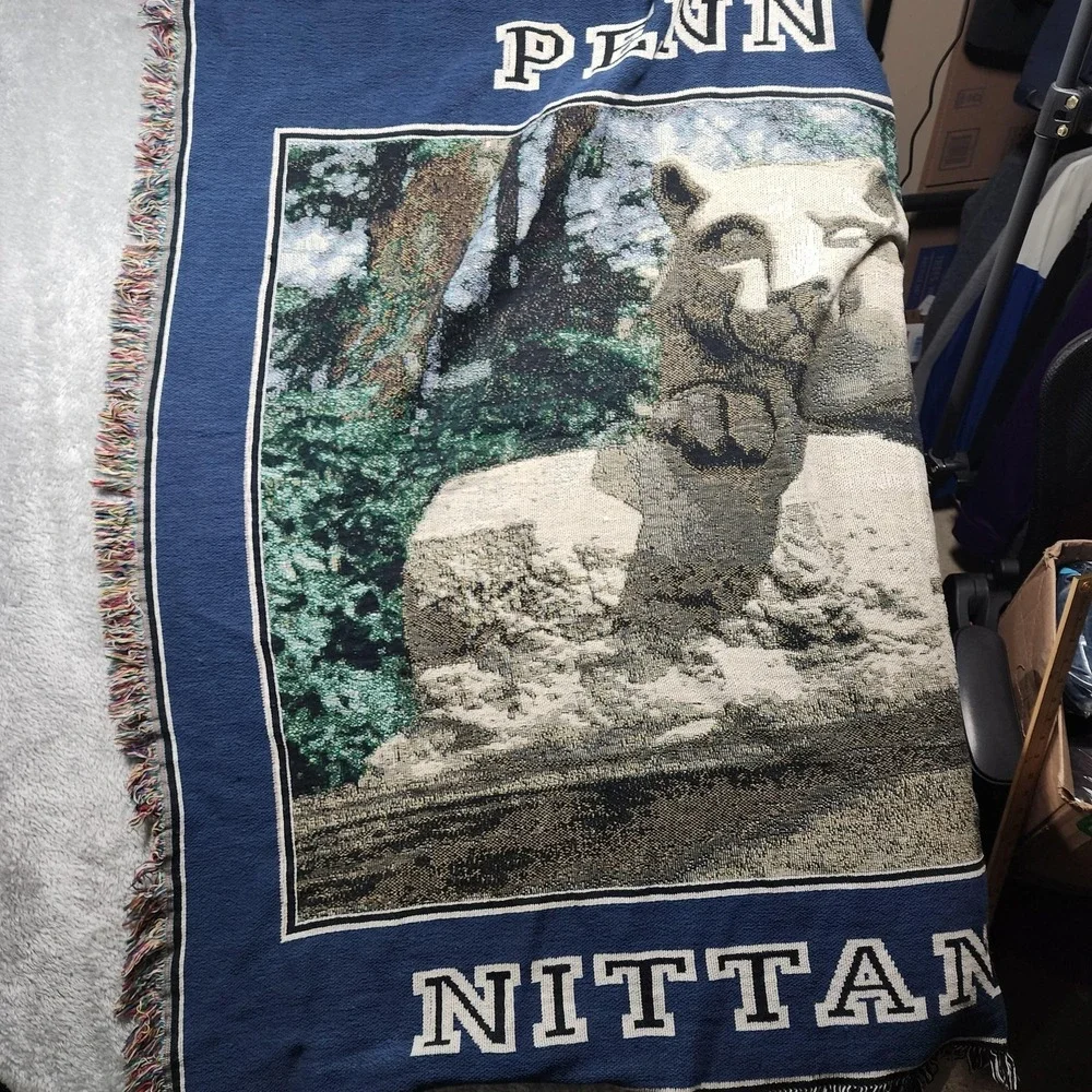Penn State Nittany Lions Blanket One Size Blue NCAA Football Woven Throw Afghan